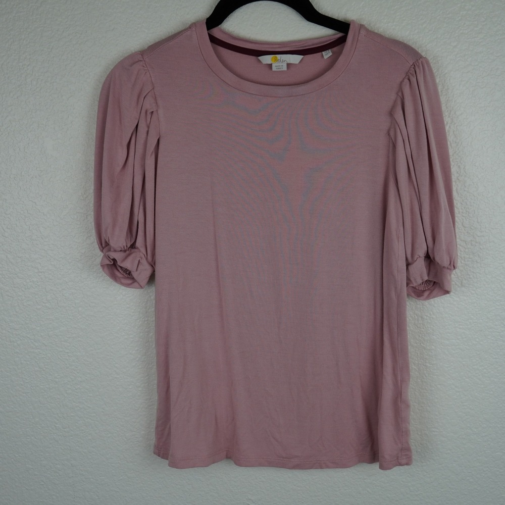 Boden Puff Sleeve Top Womens US 4 Small Crew Neck Short Sleeve Romantic Cottage